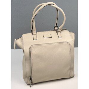 KATE SPADE New York Ecru Pebbled Leather 13"x14"x4" Large Tote HANDBAG Purse